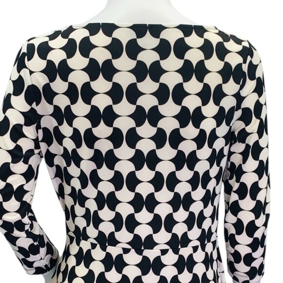 Talbots Womens Faux Wrap Jersey Sheath Dress Stretch Black White Petite Size S - Picture 7 of 12